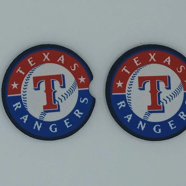 Texas Rangers MLB Car Coasters - Set of 2; Texas Rangers Christmas Gift; Texas Rangers Stocking Stuffer; Car Accessory; Family Gift