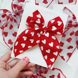 Red Heart Valentines Day Bow image 1