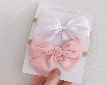 Baby Bows - pink bow, white bow, neutral bow, take home bow, baby bow, newborn bow, light pink bow, preemie bow, infant bow, small bow, hair