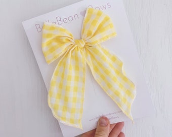 Yellow Gingham Bow | Spring Bow | Easter Bow | Checkered Bow
