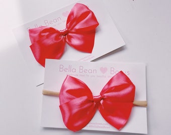 Satin Bow ~ 1.5" Coral