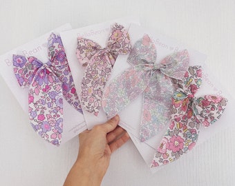 BUNDLE- 4 Spring Bows - Midi or Petite // spring bow, pastel bow, easter bow, floral bow, flower bow, liberty of London, spring hair bows