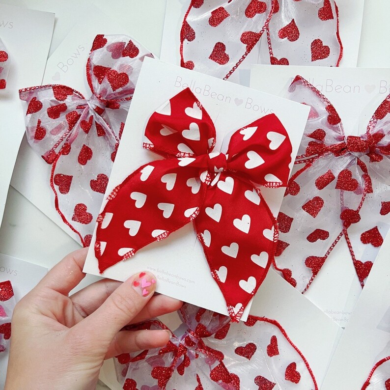 Red Heart Valentines Day Bow image 1