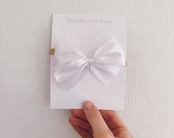 White Satin Bow, Classic White Bow, Satin Bow, Kids Bows, Easter Bow, Spring Bow, Silk Bow, Springtime, Newborn Bows, Baby Bows