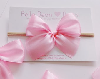 Satin Bow ~ 1.5" Pink // Baby Pink Bow, Satin Bow, Kids Bows, Easter Bow, Spring Bow, Silk Bow, Springtime, Newborn Bows, Baby Bows