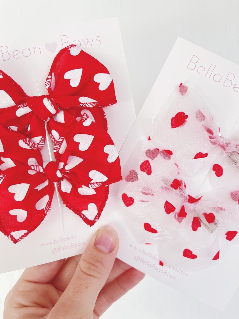 Red Heart Valentines Day Bow image 3