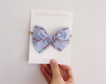 Vintage Bow, baby bow, pink bows, newborn bow, summer bow, spring bow, easter bow, flower bows, floral bows, gingham bow, baby headband