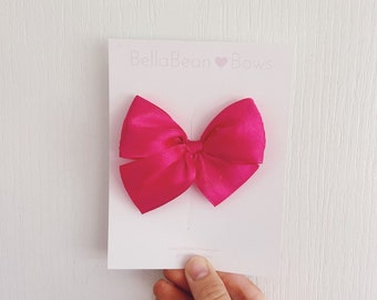 Bright Pink Bow, Satin bow, baby bow, pink bow