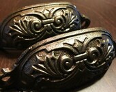 H109 Cast Iron Colonial Cup Bin Pulls 18th to 19th century