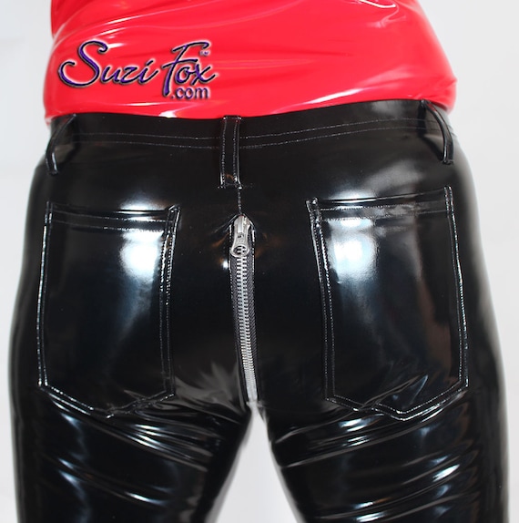 Hiphugger 5 Zipper Leggings With 2 Slider Crotch Zipper, Faux Zipper  Pockets, Patch Pockets, and Belt Loops by Suzi Fox in Gloss Vinyl Pvc 