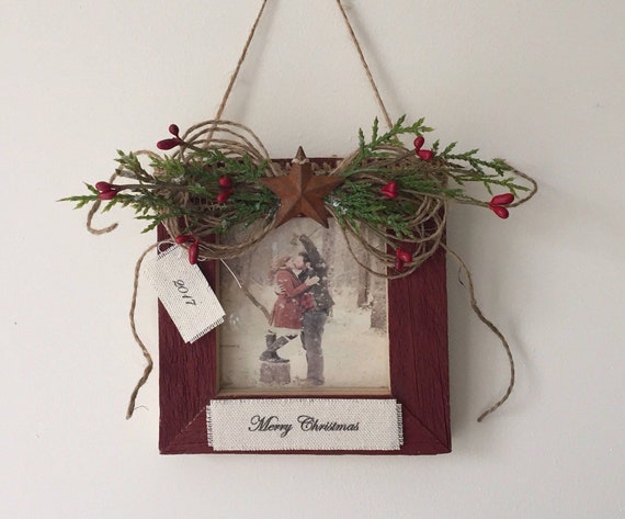 Personalized Christmas Frame, Christmas Frame, Picture Frame Ornament, Frame Ornament, Barnwood Frame, Ornament Frame
