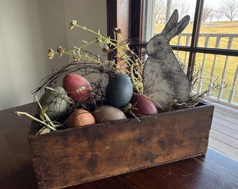 Oeufs de Pâques en papier mâché peints à la main Primitive, lot de 6