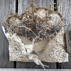 Hearts in Envelope Pocket Valentine with Vintage Lace & Rhinestones