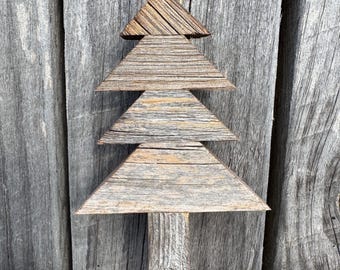 Décoration d'arbre en bois de grange faite main, décoration de Noël rustique