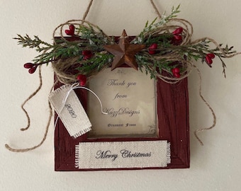 Cadre d’ornement personnalisé, cadre d’ornement, cadre en bois de grange, cadre d’ornement de Noël