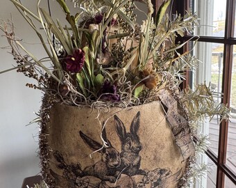 Pochette à oeuf de lapin : déco printemps/paques de style primitif