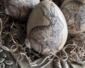 Oeufs de Pâques en papier décopage peints à la main primitif, lot de 6
