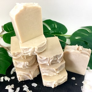 Coconut Cream Soap with Organic Aloe Vera Gel.
