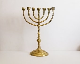 Large  Brass 7 Branch Menorah ~ Hanukkah