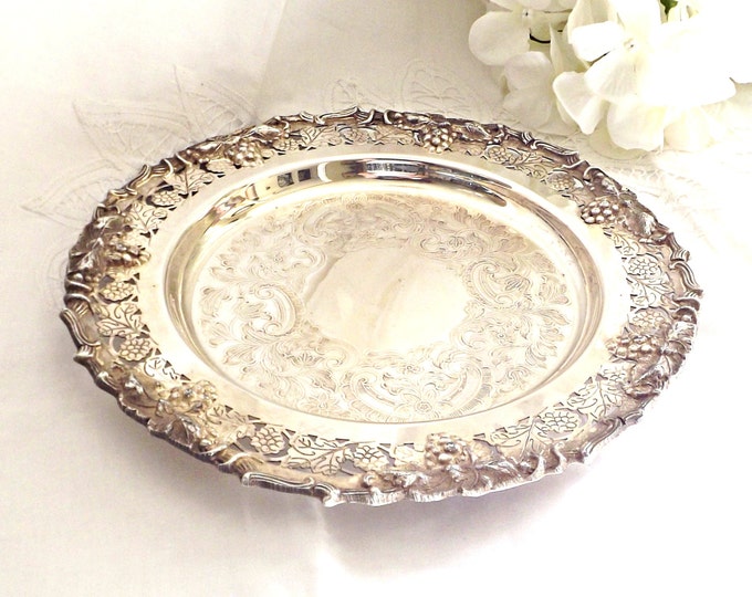 Silver Plated Vanity Tray, Silver Plated Dish, Silver Centerpiece Dish