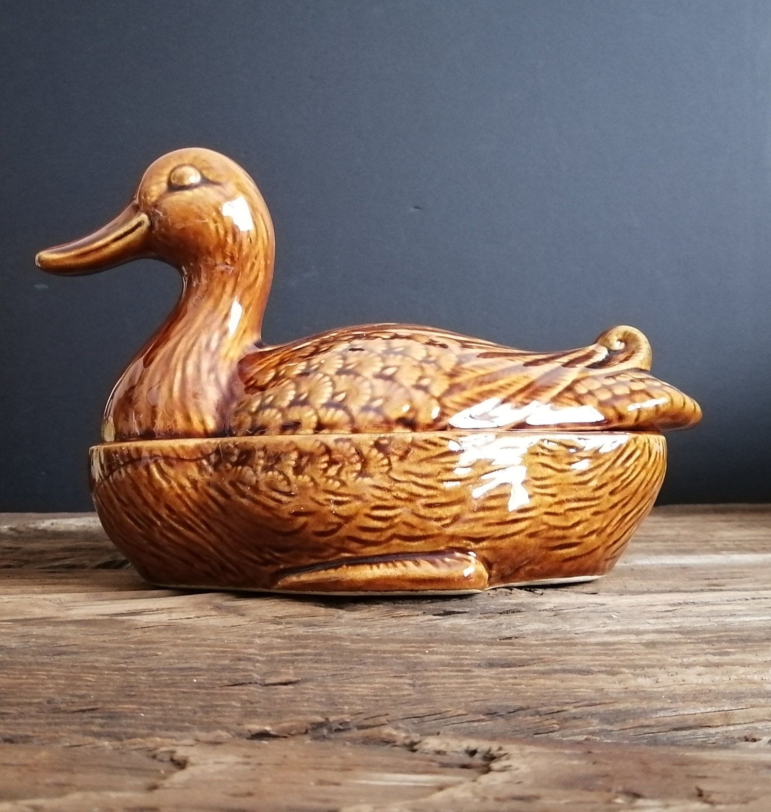 Lidded Ceramic Duck Vintage Kitchenware Egg Bowl Retro MCM Etsy