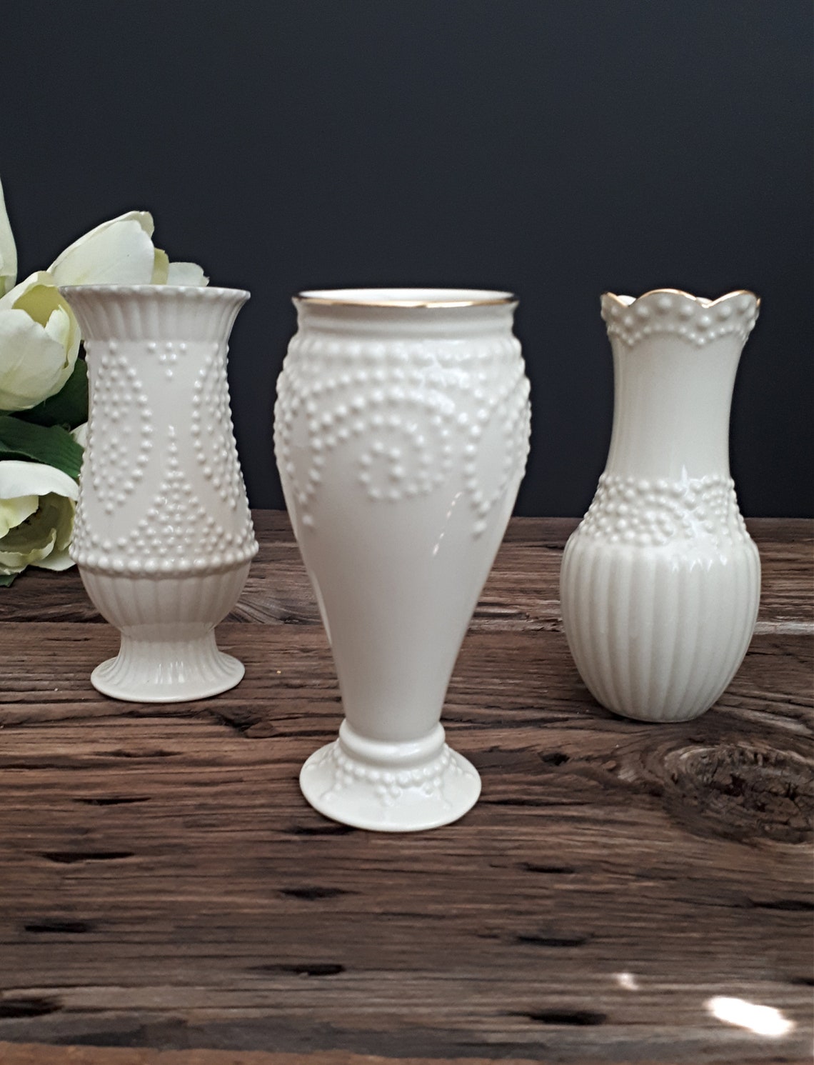 Lenox Porcelain Bud Vase Set of Three 24K Gold Trim Etsy