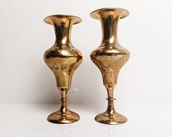 Etched Brass Candlestick Holders ~ Solid Brass