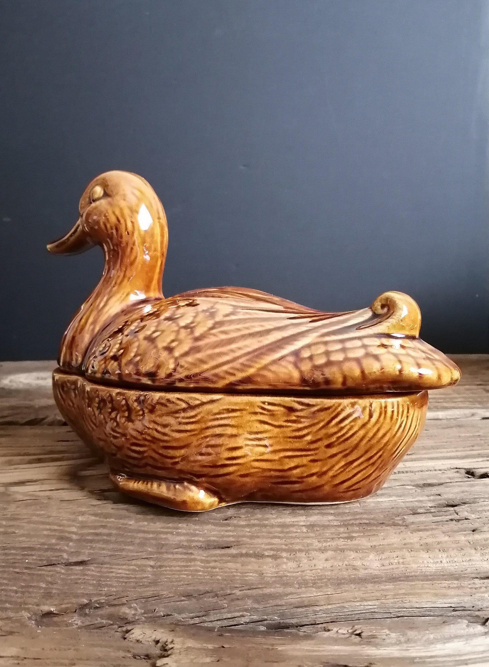 Lidded Ceramic Duck Vintage Kitchenware Egg Bowl Retro MCM Etsy
