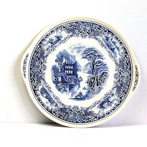 Myott & Son Co. Ltd. Staffordshire Ironstone - Blue Transferware Cake Plate
