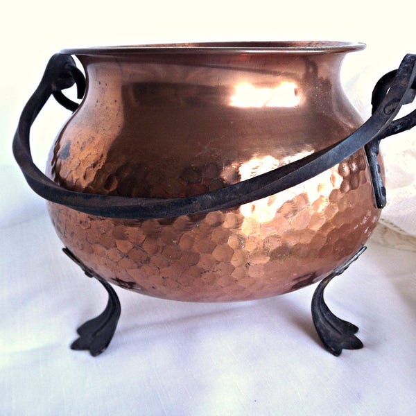 Copper Cauldron, Home Decor, Copper Cauldron Planter, Copper Craze, Copper Planter, Hand Hammered Copper Planter