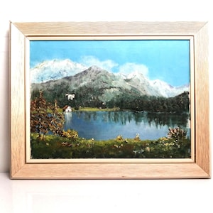 Original Oil Painting on Canvas ~ Retro Art ~ Mountain Scenery ~ Wall Décor