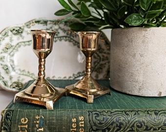 Short Stem Candle Holders ~ Retro Brass Candlestick Holders