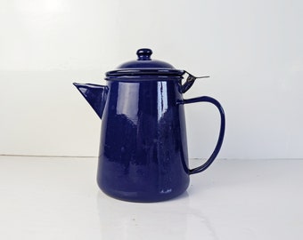 Stovetop Enamel Kettle ~ Coffee Pot ~ Tea Pot ~ Peacock Enamelware