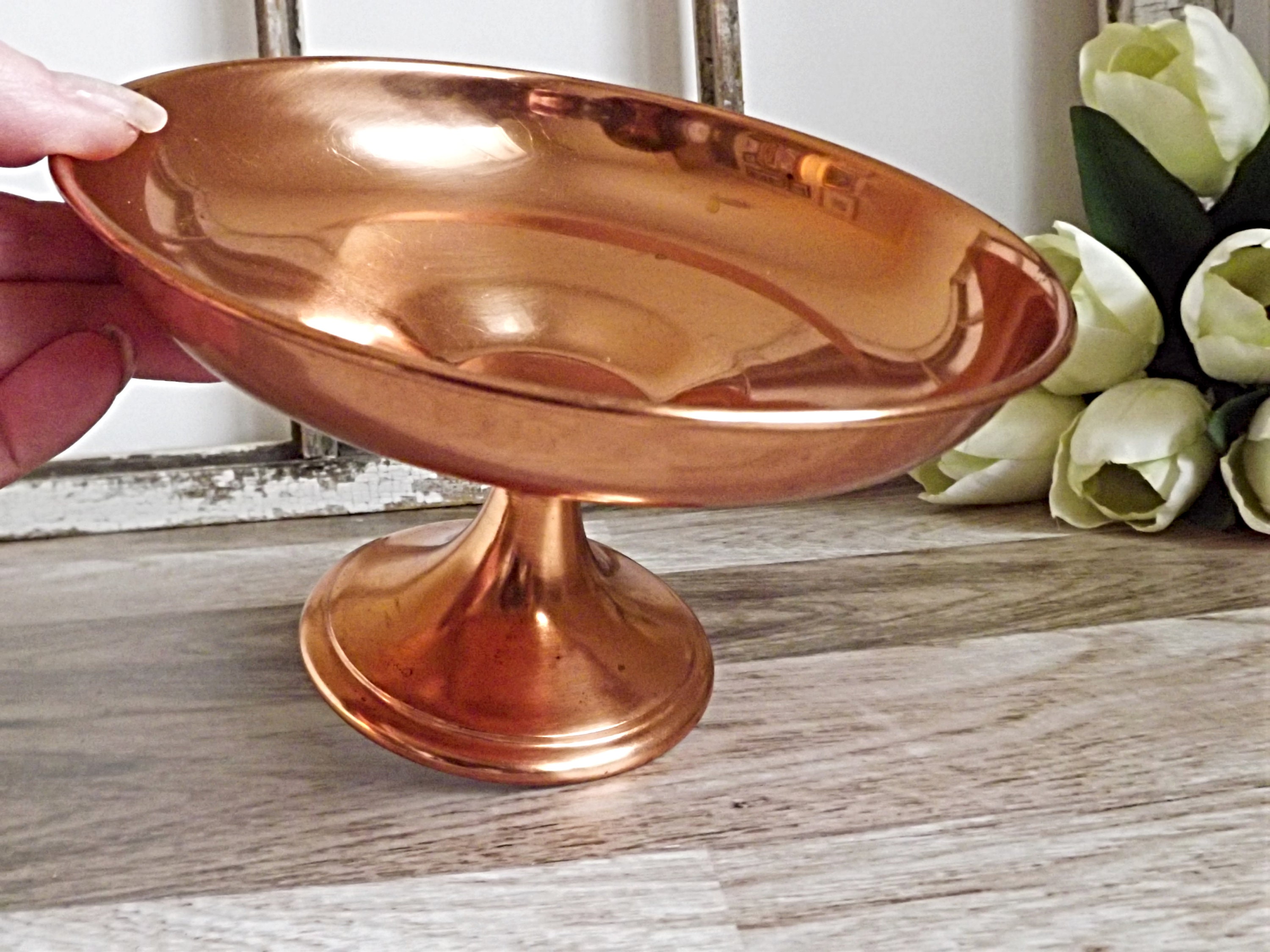 Succulent Copper Pedestal Fruit Bowl Planter Centerpiece Retro Etsy