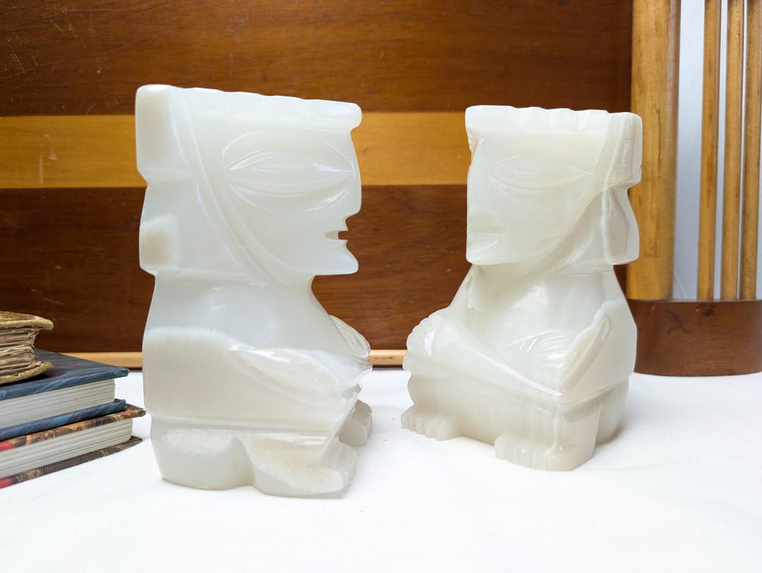 Onyx Aztec Style Bookends ~ Library Décor ~ Carved Bookends - Etsy