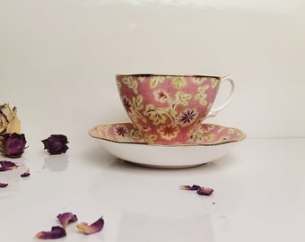 Royal Albert Teacup & Saucer ~ Vintage Florals Peach ~ Fine Bone China