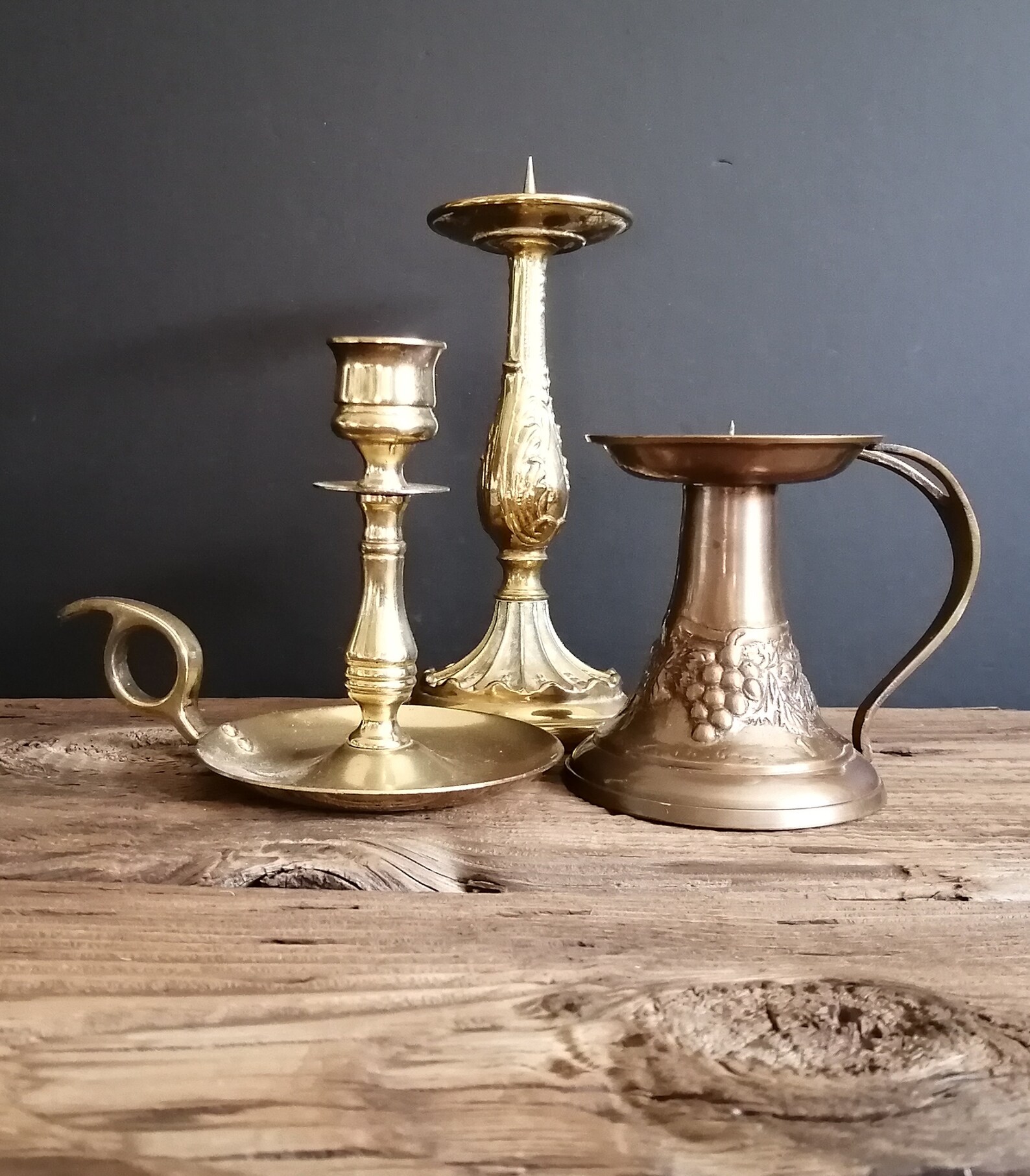 Brass and Copper Candlestick Holders Pillar Candle Holders Etsy