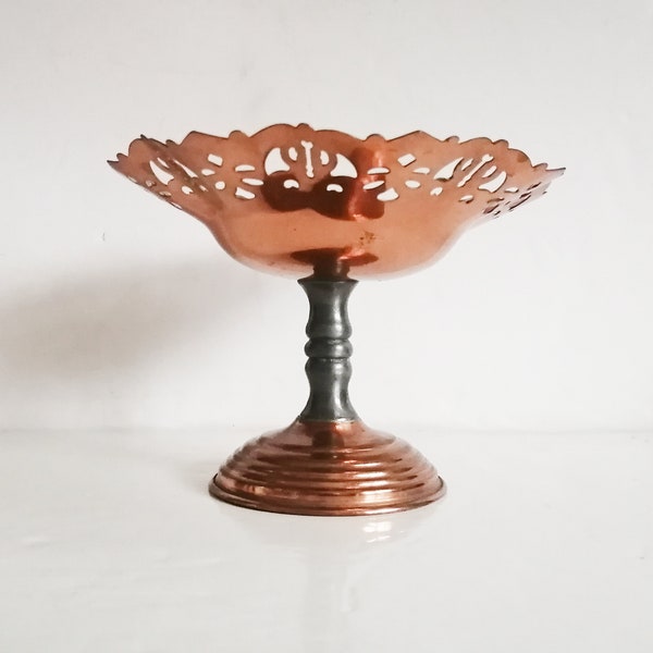 Rustic Copper Pedestal Dish ~ Copperware