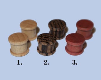 10 mm wooden plugs made of maple/zebrano/pink Ivory sold as pair