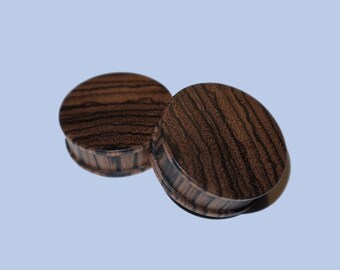 38 mm Zebrano wooden plugs sold as pair