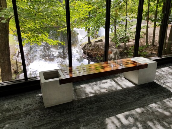 Outdoor Concrete Bench Planter Rhomba
