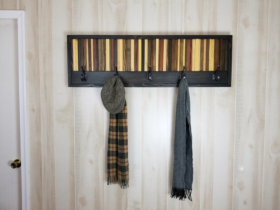 Rustic Wooden Wall Mounted Coat Rack Reclaimed Wood Wood Etsy