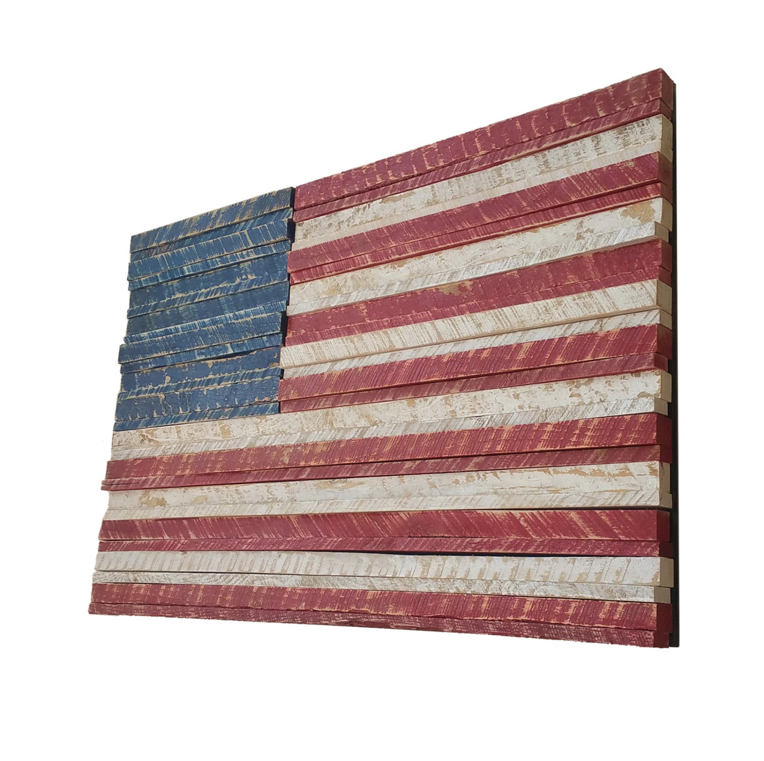 Rustic American Flag Wooden Wall Art Reclaimed Wood Hand Etsy