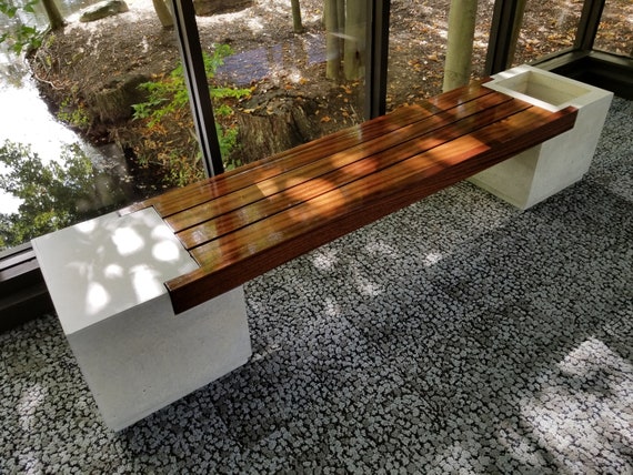 Outdoor Concrete Bench Planter Rhomba