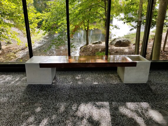 Outdoor Concrete Bench Planter Rhomba