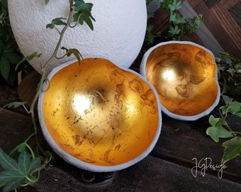 Gold Concrete Bowl  - Air Plant Holder - Candle Holder - Ring Dish - Wedding Decor - Desk - Catchall - Trinket Dish - Decorative