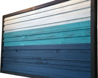 Reclaimed Wood Wandkunst - Holz Wandbehang - Holz gebrannte Kunst - StrandKunst - Wohndekor - OZEAN ABSTRAKT