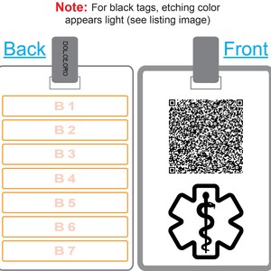 Medische ID-ketting voor haar-hem, 2 mm dik roestvrijstalen waarschuwingslabel in 4 kleuren. Meerdere regels aanpassen + QR-code + ketting selecteren afbeelding 11