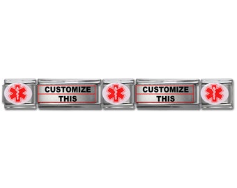 Gepersonaliseerde Medical Alert-bedelarmband, 4x gegraveerde schakelstijlen met optie voor het maken van Medical Alert-bedelarmband voor dames, heren of kinderen