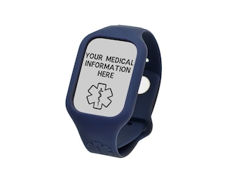 QIDMED® ウェアラブル 2 面メディカル ID ブレスレット、カスタマイズ可能な医療アラート ユニセックス / 最大 12 行シリコンバンド - ステンレススチール - 特許 D949345